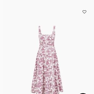 STAUD Pink and White Patterned Midi Dress